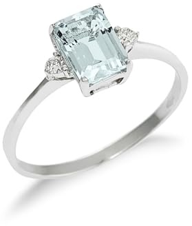 GV GIOIELLI DI VALENZA Anello in oro bianco 18k con Acquamarina taglio Smeraldo e Diamanti laterali (13)
