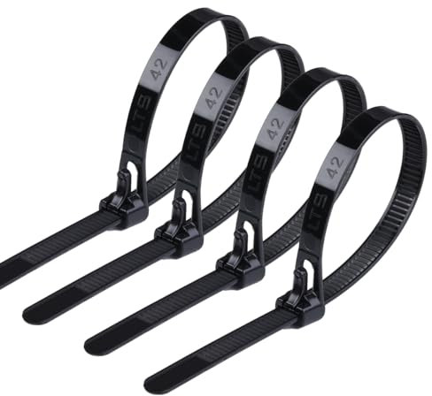 Rluobo 100 Stück Kabelbinder Wiederverschließbar, Kabelbinder 200 mm x 7,6 mm, UV Beständig, Kabelbinder Schwarz Set für Kabelmanagement, Gartenarbeit, im Büro, Wohnen und Werkstätten