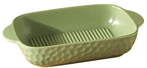 Lasagneform Stor djup, keramisk bakform med handtag, rektangulär lasagnepanna, gryta, mikrovågsugn och ugn.(Green,500ml/17oz)