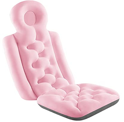 Coussin de bain complet pour adulte, coussin de bain pour baignoire, coussin de bain pour baignoire, soutien du cou, du dos, coussin d'appui-tête à séchage rapide (rose, long, 93 x 40 cm)