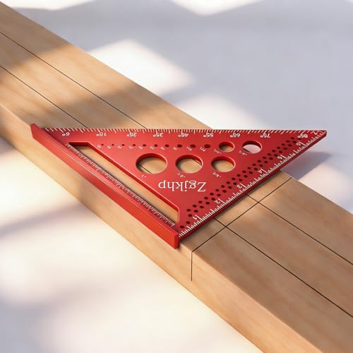 Metal Square 7 Inch-Accurate Carpenter Square Tool,Versatile Aluminum Rafte Square for Carpentry and DIY Projects，red