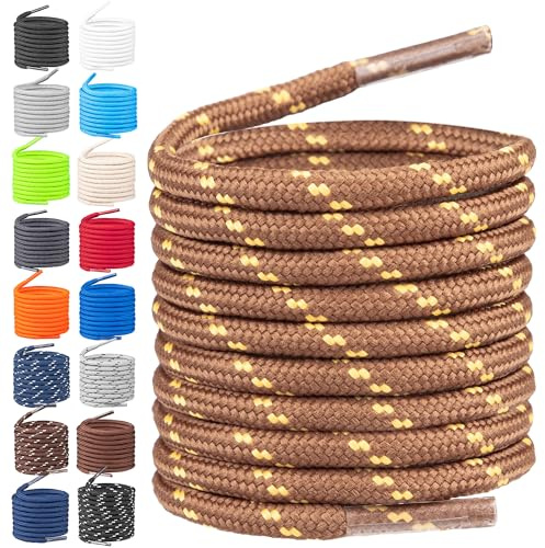TULMERO Cordones de senderismo redondos – Cordones resistentes al desgarro – Cordones de poliéster resistentes – Diámetro 4 mm, 120cm - 2 Paare
