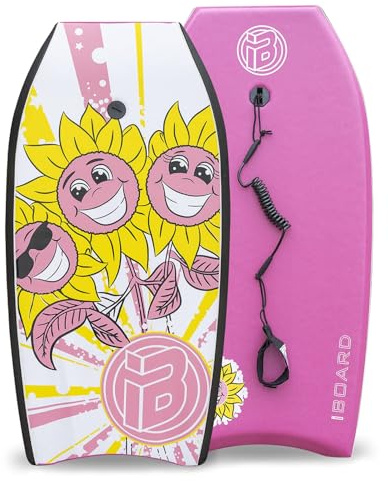iBoard Bodyboard mit Handgelenkleine, leichtes Bodyboard für Erwachsene, mit EPS-Kern, 84 cm, Farbe wählbar, Rosa