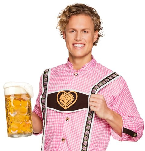 Boland 54249 - Bierkrug aus Glas, 1 Liter, Maßkrug für Party, Geburtstag oder Bierfest, Trinkglas für eine Maß Bier