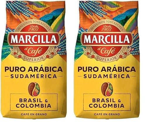 Marcilla Café Grano Puro Arábica Sudamérica Brasil & Colombia 400 g (Paquete de 2)