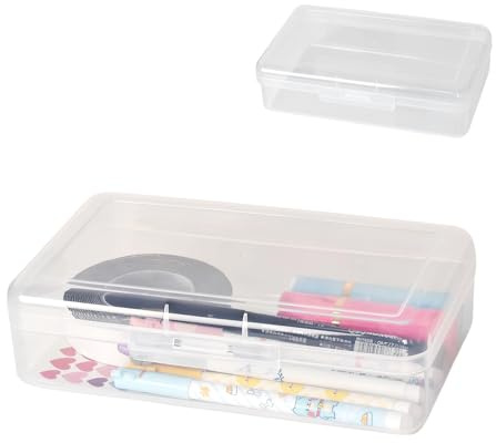Astuccio Portapenne in Plastica, Organizzatore di Scatole per Penne Trasparenti, Impilabili di Organizer per Penne, Stuccio con Coperchio, Contenitori Plastica con Coperchio, per Cancelleria, Penne