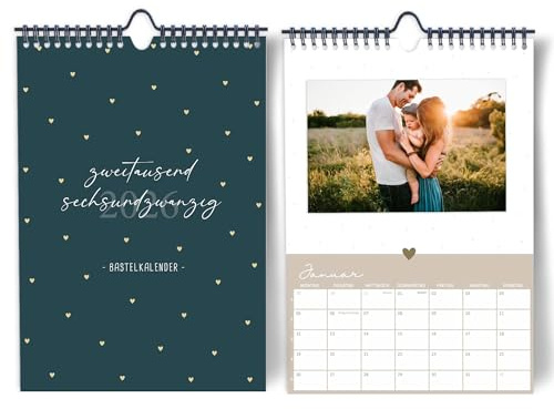 Fotokalender 2026 zum selber gestalten I DIY Bastelkalender DIN A4 I Hochwertiger Wand-Kreativ-Kalender 2025 zum Selbstgestalten I Foto Bilder einkleben