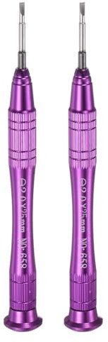 QUARKZMAN 2 Piezas Destornillador De Precisión Ranurado 2.0x25mm Mini Destornillador Plano Magnético Estilo Bolígrafo Con Mango Antideslizante Para Gafas Relojes Laptops Electrónicos Morado