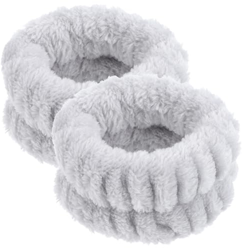 TIDTALEO Lot de 2 Bracelets Absorbants pour Spa en Flanelle, Bandeaux de Bain Ronds Légers et Confortables pour Fille, pour Tenir les Cheveux Lors du Lavage du Visage