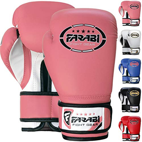 Farabi Sports 6 oz 8 oz Boxhandschuhe Kinder Box Handschuhe MMA Muay Thai Kickboxen Sparring Boxsack Training Kinder Boxhandschuhe (Pink, 8-oz)