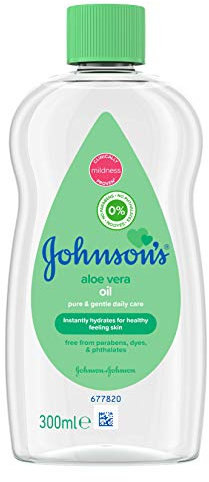 Johnson's Aloe Vera Babyöl, 300 ml, hinterlässt die Haut weich und geschmeidig, ideal für empfindliche Haut