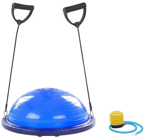 FFitness FMYBB70B Balance Ball Trainer con elastici | Palla (Ø 60 cm) per Fitness Yoga Pilates Allenamento Riabilitazione | in ABS e PVC antiscoppio (Blu)
