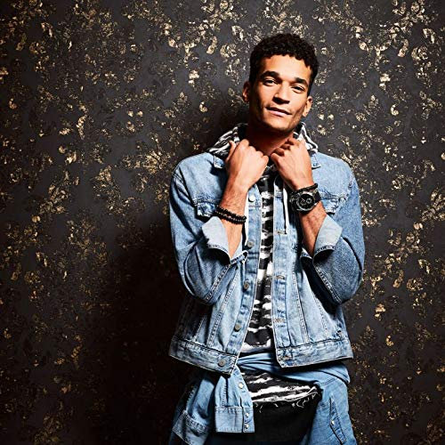 K&L Wall Art Papier peint Noir Motif Fleurs Baroque 3D Vintage Papier peint intissé Minimaliste (10,05 x 0,53 m Baroque Noir Métallique)