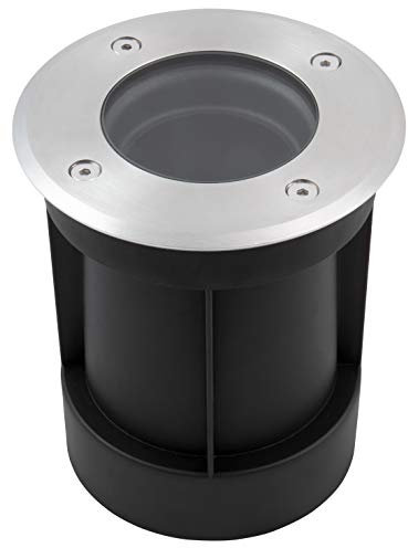 McShine - Bodeneinbauleuchte Strahler | BL-12RS | 120mm-Ø, GU10-Fassung, je 1 Ein-/Ausgang, schwenkbar | Wegbeleuchtung rund, silber | ideal für den Garten und die Zufahrt