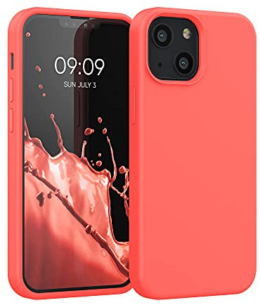 kwmobile Cover per iPhone 13 mini Custodia - Back Case per Smartphone in Silicone TPU - Protezione Gommata - corallo vivo