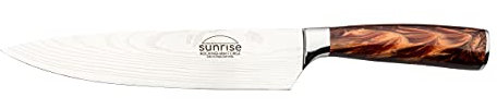 Rockingham Forge Kochmesser, Sunrise Kollektion, 20cm, 8 Zoll, Brauner Harzgriff, Klinge aus Rostfreiem Stahl, Edelstahl, Geschenkverpackung, RF-2108BR
