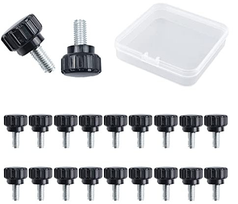 MOROBOR Rändelschraube, 20 Stück, M5 x 10 mm, Karbonstahl, Gewinde, Griffknöpfe für Maschinen Mit Aufbewahrungskoffer