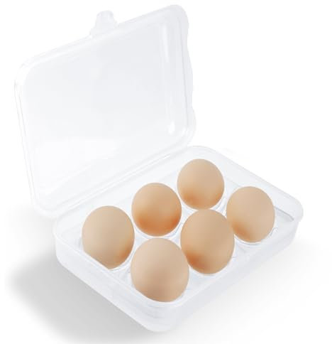 RoseFlower 6 Girds Egg Holder Container, Plastic Egg Storage Box Leakproof Shockproof Protection, Portable Egg Tray Carriage Dispenser for Camping Picnic Travel Kitchen Refrigerator Outdoor, Clear