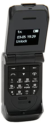 Entsperrtes Klapphandy, 0,66 Zoll Bildschirm 64x48 32MB 64MB 300mAh Bluetooth für Senioren (Schwarz)