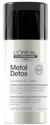 L'Oréal Professionnel Paris, Crema Leave-In Protettiva, Per Tutti i Tipi di Capelli, Anti-Crespo, Chioma Lucente&Setosa, Con Glicoammina 1% e Filtro UV, Metal Detox, 100 ml
