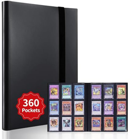 Album de cartes à collectionner pour cartes à collectionner - 360 pochettes transparentes - Classeur étanche pour cartes Pokémon - Cartes à collectionner - Cartes d'album de collection (noir)