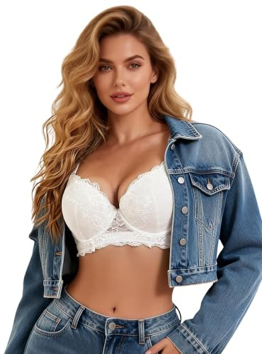 ohyeahlady Women's Push Up Bra Padded Underwire Bras Plus Size White 38E