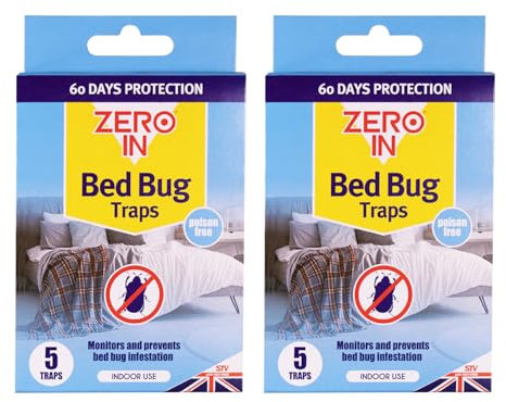 Zero In Bed Bug Traps - Bed Bug Interceptor for Monitoring, Detecting, and Killing Bed Bugs - Bed Bug Trap for Bed Legs, Mattresses, and Baseboards, 10 Pack