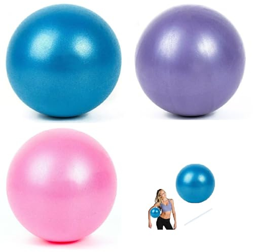 3 stycken små pilatesbollar, 25 cm träningsboll, liten pilatesboll, fitness & kontor ergonomi, gymnastikbollar barn, fitness balansenheter för yoga, pilates, balans, stretching och core fitness