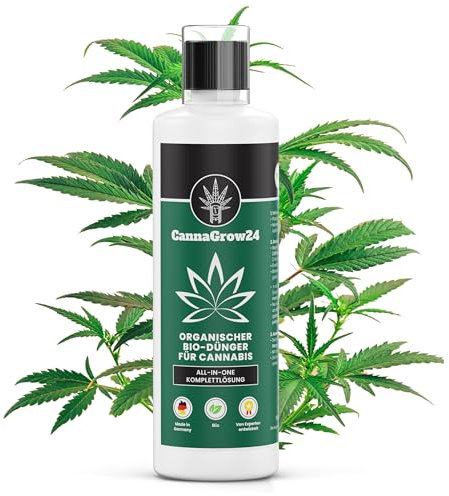 CannaGrow24 Cannabis Dünger - für Cannabis Pflanzen - Wachstums- & Blütephase - Indoor & Outdoor - BIO NPK & organischer Grow & Bloom Hanfdünger - Komplettlösung - 500 ml