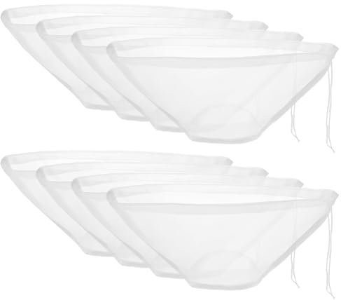VARKAGE 8 Stück Nussmilchbeutel Bio Waschbar, Feinmaschiges Käsetuch Wiederverwendbar, Abseihtuch Nylon mit Kordelzug Filterbeutel für Käse Fruchtsaft Mandel Joghurt Wein Tofu Kaffee
