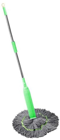 Balai à franges déshydratées 2 en 1 pour le nettoyage du sol avec têtes remplaçables, balai de nettoyage à main à long manche, balai de nettoyage humide et sec, balai à franges pivotant à 360° (A)