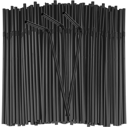 MAQIHAN 150PCS Disposable Plastic Straws - Flexible Bendy Drinking Straws