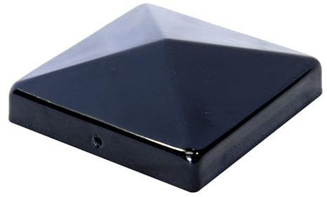 Pack of 5 Post Caps for Fence Posts Pyramid Shaped - Galvanized Steel Powder Coated Post Caps for 3x3 and 4x4 Posts (5, Black, 4 x 4)