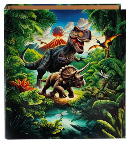 goldbuch 33 157 Vulkan, Lever Arch File 28.5 x 32 x 8 cm, Art Print Cover, Metal Lever Mechanism, Dinosaur Motif Folder for Girls and Boys, Standing Folder Dino