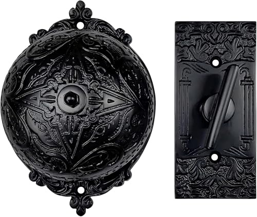 A29 Solid Brass Mechanical Twist Doorbell Chime, Black Powder Coat