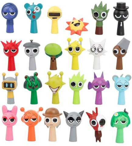 24 Pcs Sprunky Collectible Figurines Set, Cartoon Characters Mini Sprunky Decorative Figures, Colorful Ornaments for Collectors, Desk Decor (5cm)