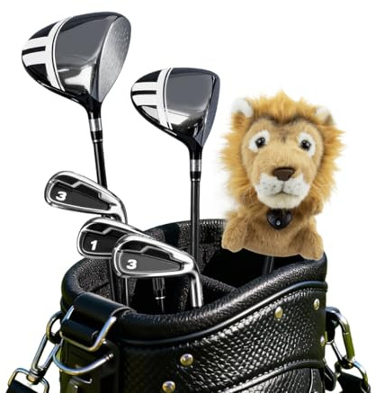 Scott Edward Golf Club Cover Fit Well for Hybrid(UT) Wood Golf Club, Funny Cute Animal Design Soft Functional Golf Headcover Stylish Club Protection for Men and Women(Lion)