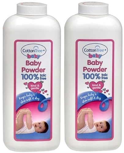 Baby Powder | Newborns & Sensitive Skin | 100% Talc-Free, Medicated, Soothing Baby Talcum Powder | 2 x 280g | Clinically Proven & Medicated Talc | Talcum Powder | Baby Care Essentials | Cotton Tree
