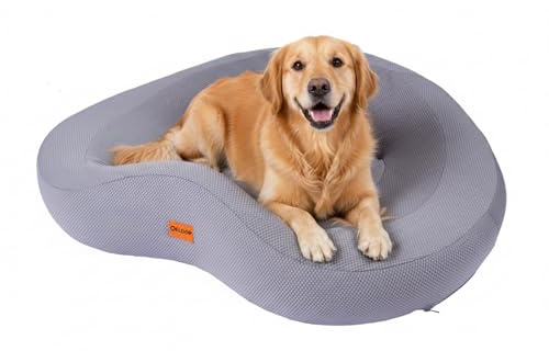 ELOOP Orthopedic Memory Foam Dog Bed, Large Waterproof Pet Sofa with Sides & Removable Washable Cover, Non-Slip Bottom Supportive Couch for Large Dogs, Gray