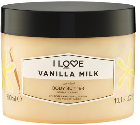 I LOVE Signature Vanilla Milk Body Butter 330ml – Nourishing Shea Butter & Coconut Oil Moisturiser for Silky Smooth Skin – Sweet Scented, Vegan-Friendly Skincare with 87% Natural Ingredients