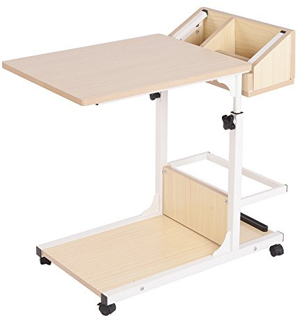 sogesfurniture Tavolino a Forma di C Regolabile in Altezza con Ruote per Piccoli Spazi, Mobile per Divano e Soggiorno, BHCA-103#2-MP