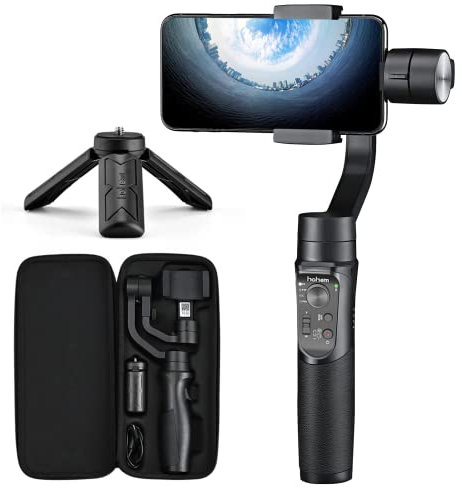 Gimbal Estabilizador para Móvil, 3-Ejes Gimbal Movil con 6 Modos, Gimbal Stabilizer Ligero con Batería Soporte para 12H, Carga 280g, Ideal para Smartphone iOS&Android iPhone/Huawei/Samsung/Xiaomi etc