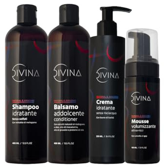 Kit Addolcente e Volumizzante per capelli mossi, ricci, super ricci e afro Natural&Amazing di DIVINA BLK, 4 prodotti inclusi, trattamento completo