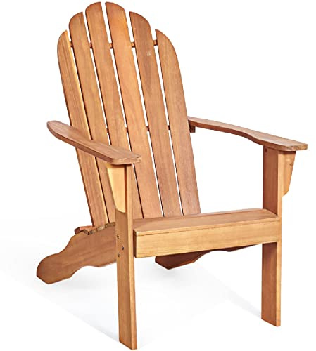 Giantex Adirondack stol, trädgårdsstol av akaciaträ, trädgårdsfåtölj rustik, Westport-stol/fåtölj design, trädgårdsmöbler, träfåtölj som kan belastas med 160 kg, ergonomisk trästol för trädgård