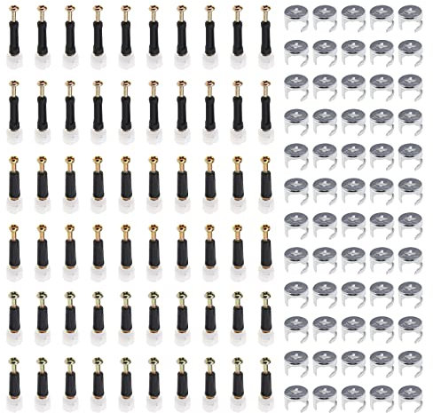 ECSiNG 60 Stück Exzenter Möbelverbinder Möbelbeschlag 3 in 1 Möbel Verbindung Beschläge mit Dübel Nockenschloss Anschlüssen für Schrank Schubladen