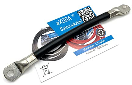 eXODA cable de batería 20cm M8 negro flexible para automóvil barco motocicleta 99 por ciento cobre puro funda resistente al calor para conexiones seguras en usos móviles