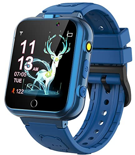 YEDASAH Reloj Inteligente Niños, Smartwatch para Niño y Niña con 24 Juegos, MúSica, Cámara, Linterna, Despertador, Podómetro, Video, Reloj Inteligente Niñas Regalo para Niños 4-10 Años, Azul