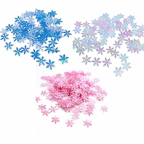 Coyanyu 900 stycken snöflingor konfetti, konstgjord snöflinga flingor snöflingor papper för jul vinter frost fest bröllop födelsedag semester fest dekorationer leveranser
