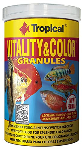 Vitality&Color GRANULES 1000ml / 550g - Alimento de Alto Contenido proteico en Forma de gránulos de Lento hundimiento con Efecto colorante y vitalizante para Peces