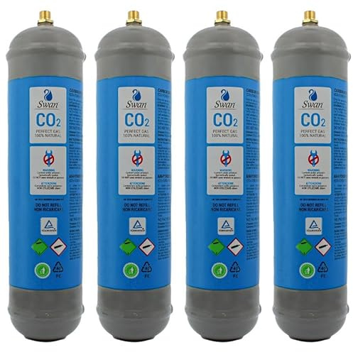 Bellerofonte Co2 Einweg Zylinder Vorratsflasche mit 600 gr Füllung E290 Kohlesäure Gewinde M11x1 für Wassersprudler, Kühlaggregate und Trinkwasserspender, 4 Stücke